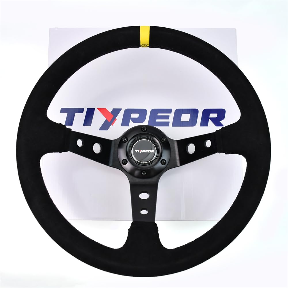 Amazon | TIYPEOR スエード ステアリングホイール ユニバーサル